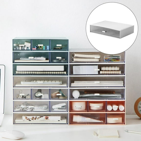 Home Desktop Drawer Storage Bin Counter Table Storage Box Cosmetic Makeup Organizer Hoder Case , White 1 Grid