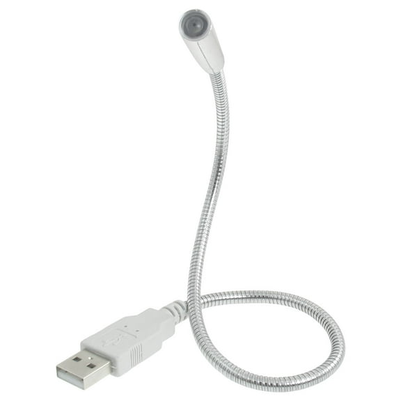 Home Desktop Portable Flexible Goose Neck USB Light for Notebook Laptop Silver Tone