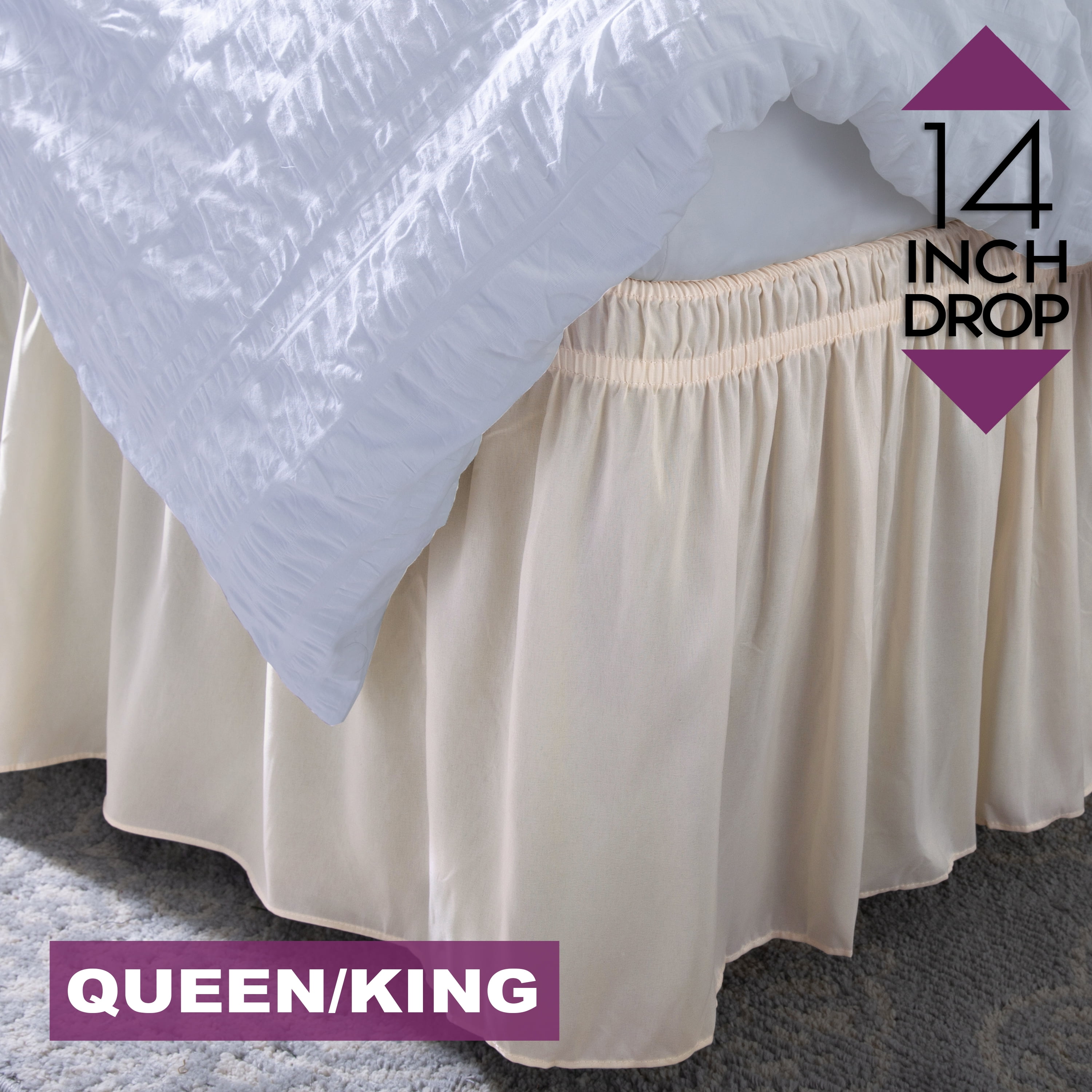 Home Details 14" Drop Wrap Around Bed Ruffle Queen/King in Beige