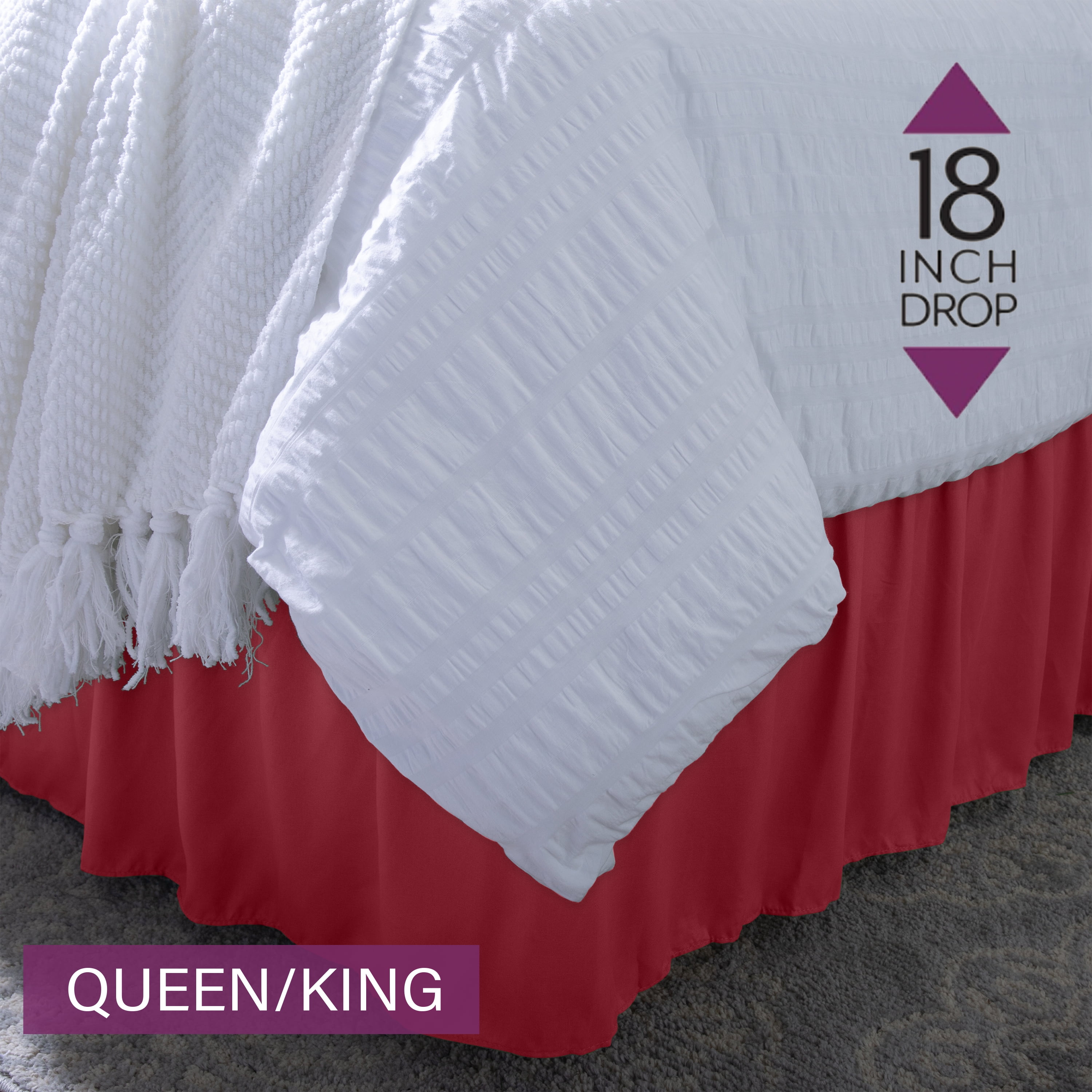 Home Details 18" Drop Wrap Around Bed Ruffle Queen/King in Burgundy