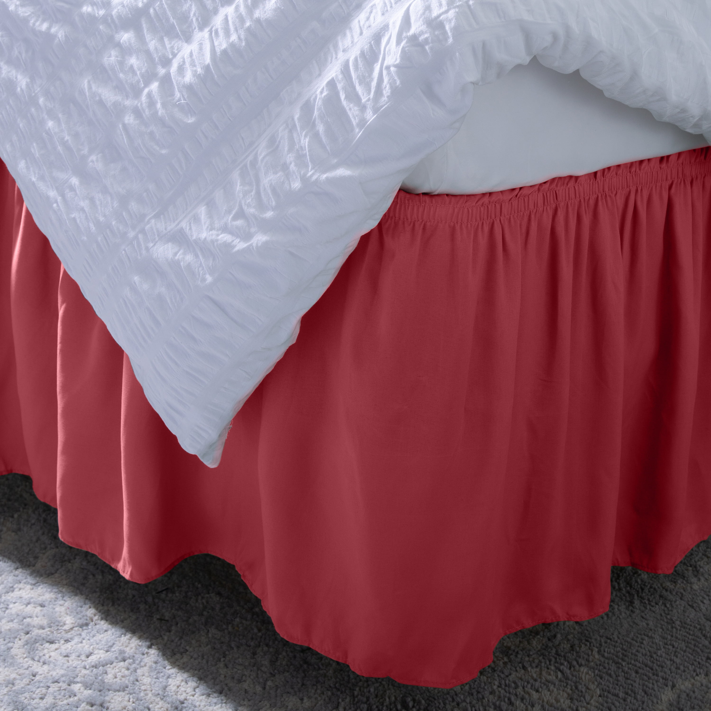 Home Details 18" Drop Wrap Around Bed Ruffle Twin/Full in Burgundy