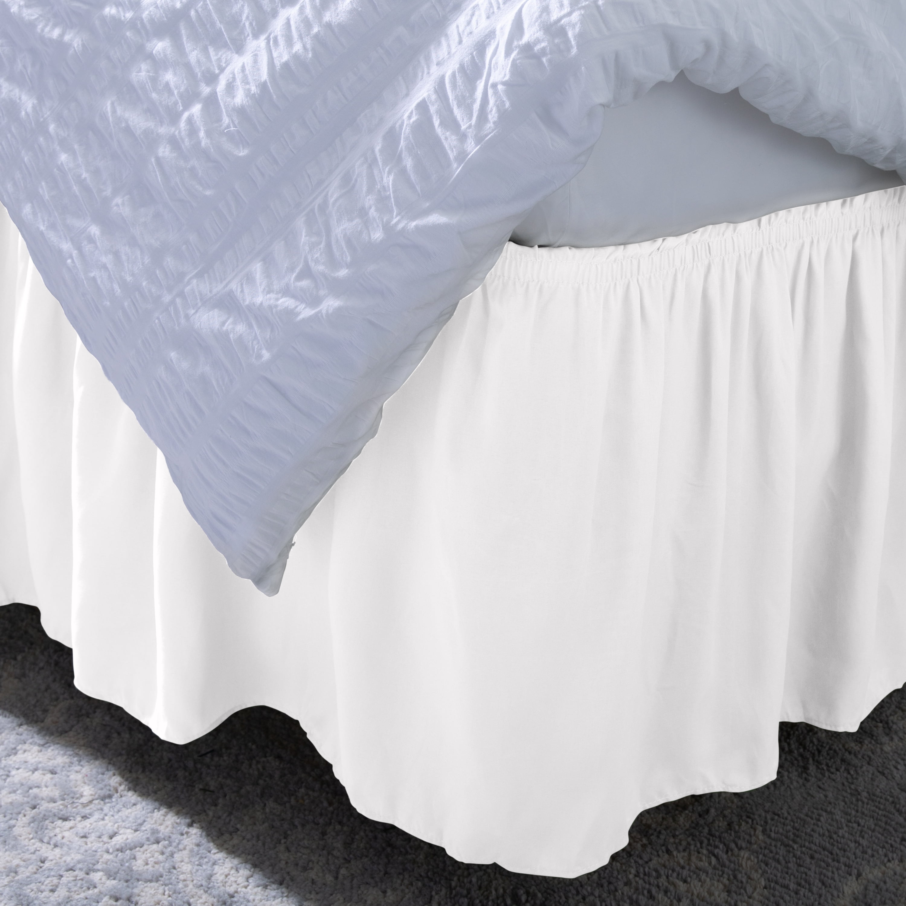 Home Details 18" Drop Wrap Around Bed Ruffle Twin/Full in White (78x54x18)
