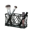 thumbnail interactive-video image 1 of Home Details 3 Compartment Mirror Bottom Cosmetic Brush Pencil Holder, Steel, Matte Black, 1 of 6