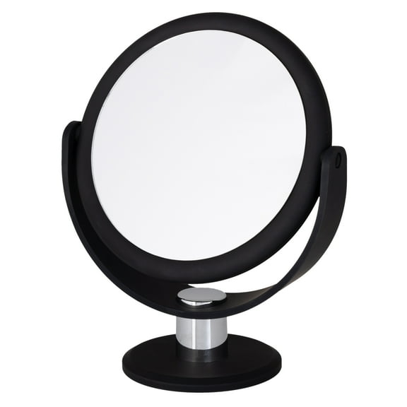 Home Details 7" Freestanding Vanity Mirror Rubberized 1X-10X Magnification, Black