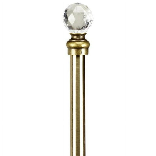 Home Details Crystal Ball Expandable Curtain Rod 24"- 48", Antique Brass