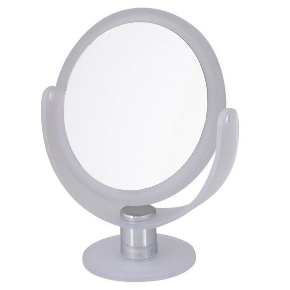 Home Details Dual Sided 10X Magnification Freestanding 7" Rubberized Vanity Mirror in Frost