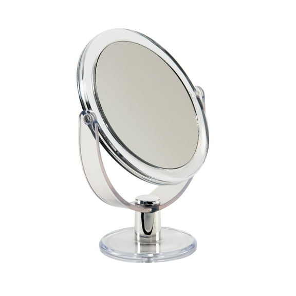 Home Details Dual Sided Freestanding10X Magnification 7" Rubberized Vanity Mirror in Clear