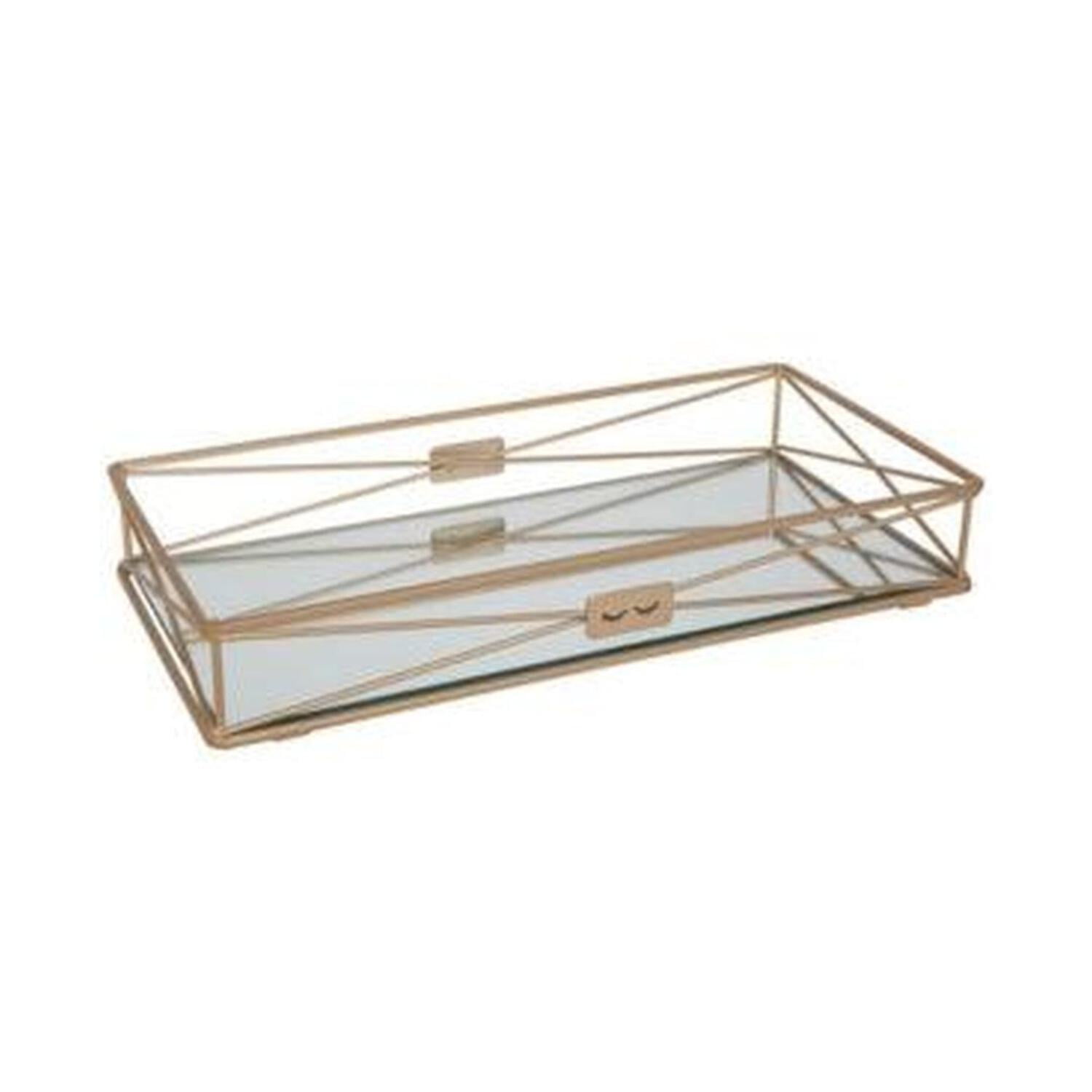 Satin Gold Rectangular Perfume and Jewelry Tray