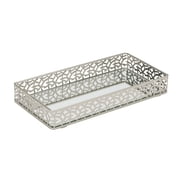 Home Details Leaf Design Rectangular Weaved Edge Vanity Mirror Tray, Satin
