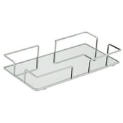Home Details Modern Rectangular 7" x 14" Vanity Mirror Tray Makeup Organizer, Chrome