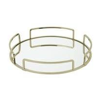 Home Details Modern Round Mirror Vanity Tray in Satin Gold