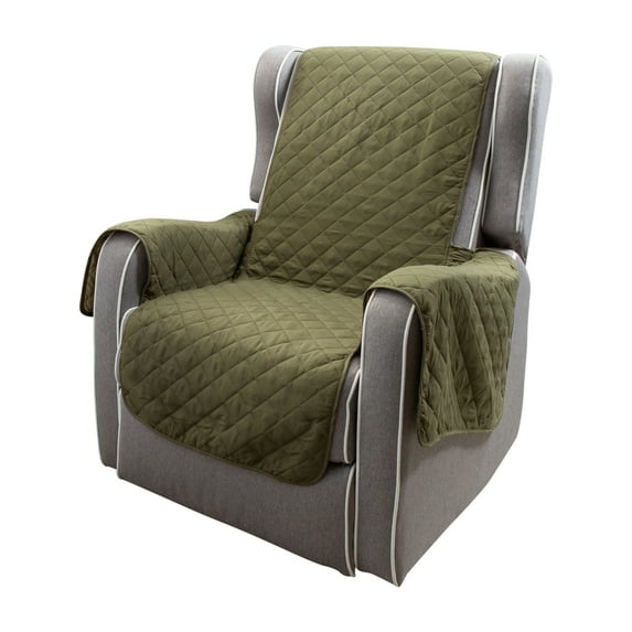 Home Details Reversible Quilted Furniture Chair/Recliner Seat Protector in Sage/Olive
