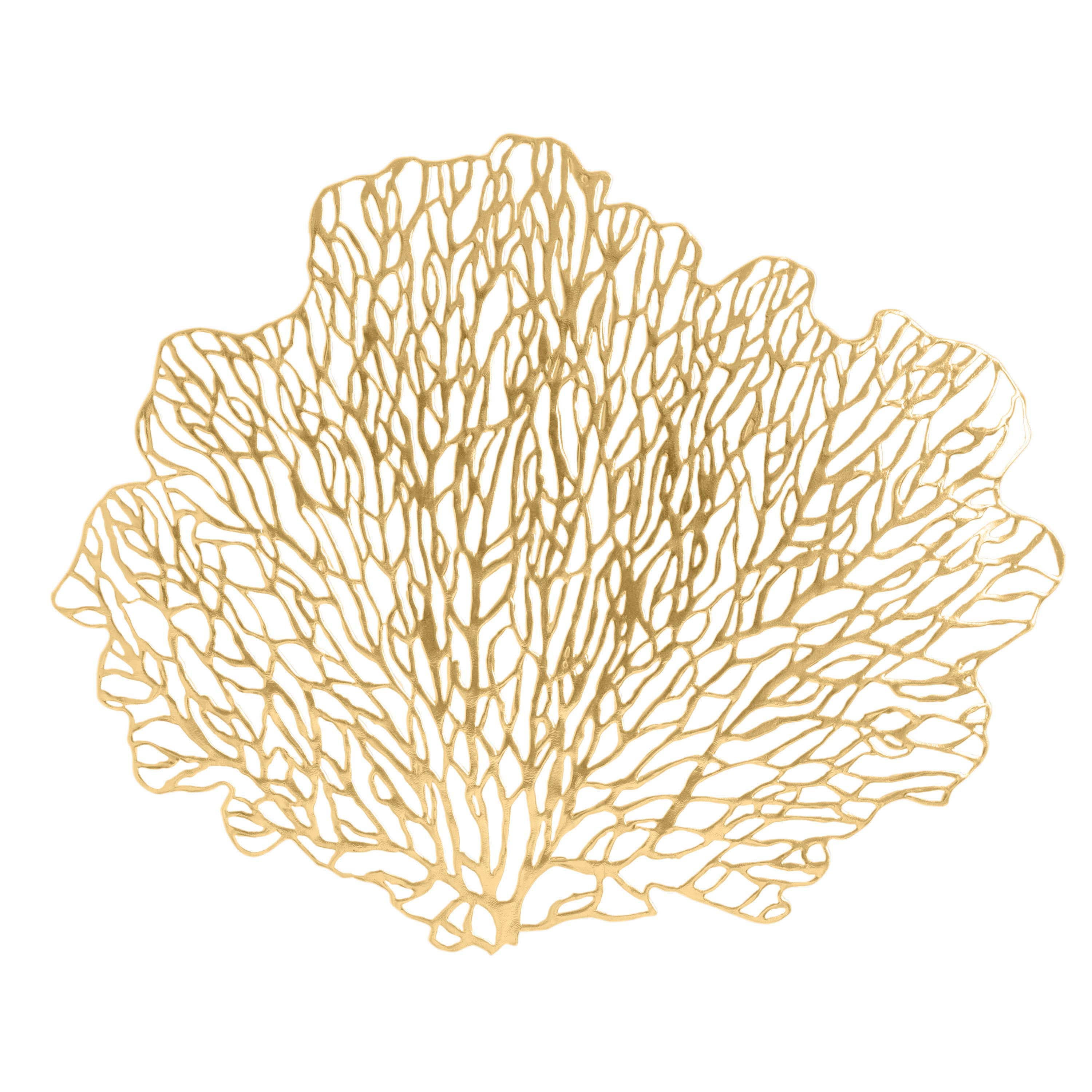Home Details Set of Four Coral Shape Table Place Mat, Gold