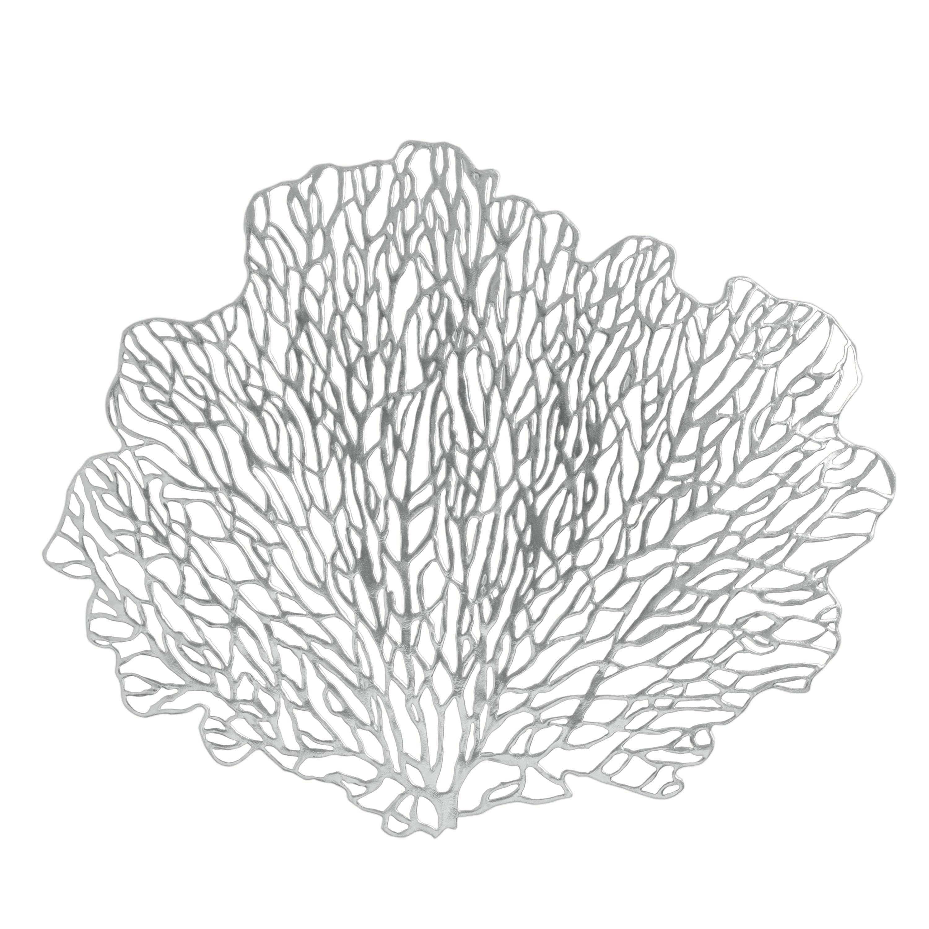Home Details Set of Four Coral Shape Table Place Mat, Silver