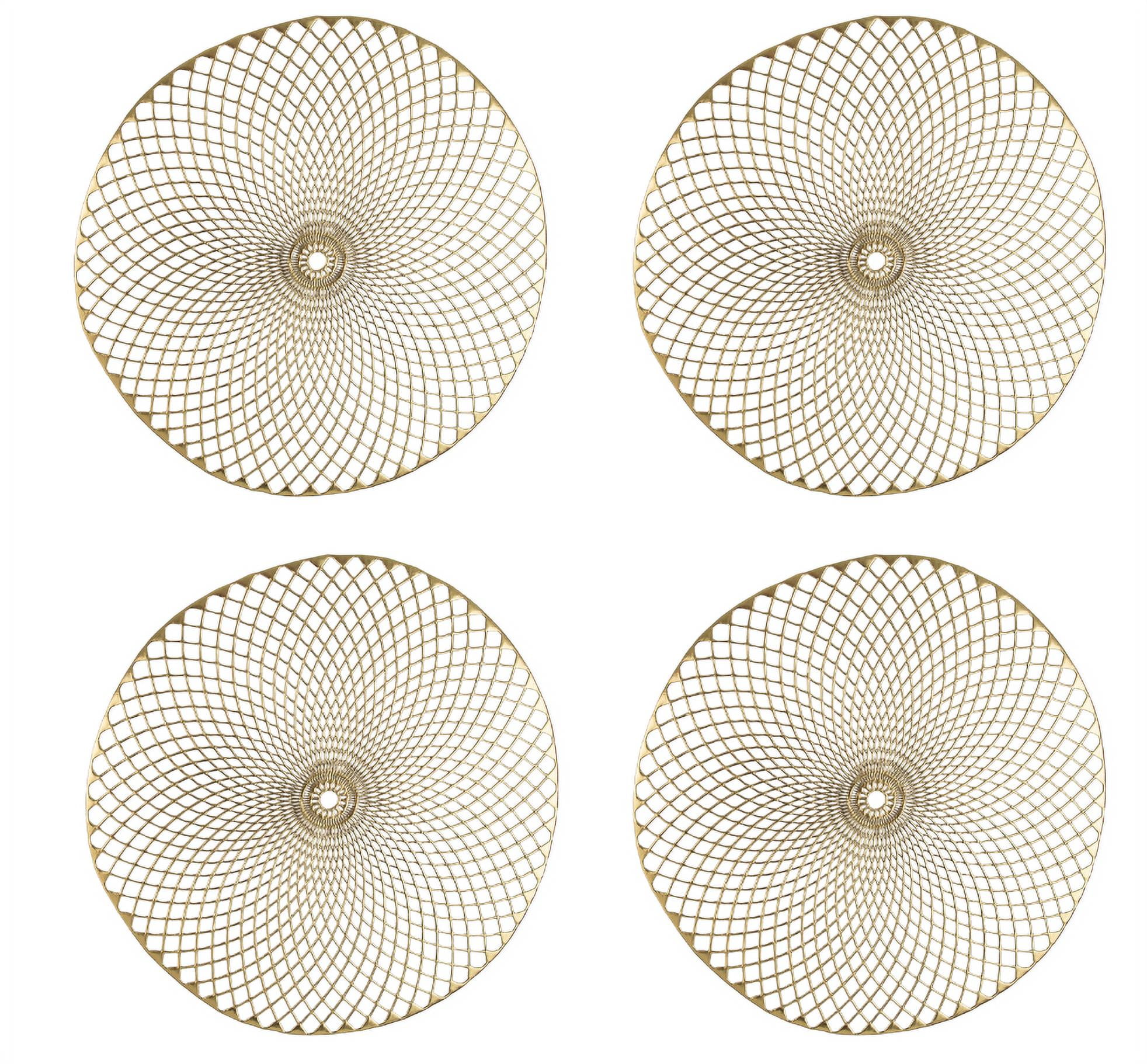 Home Details Set of Four Cut Out Round Place Mats, Gold