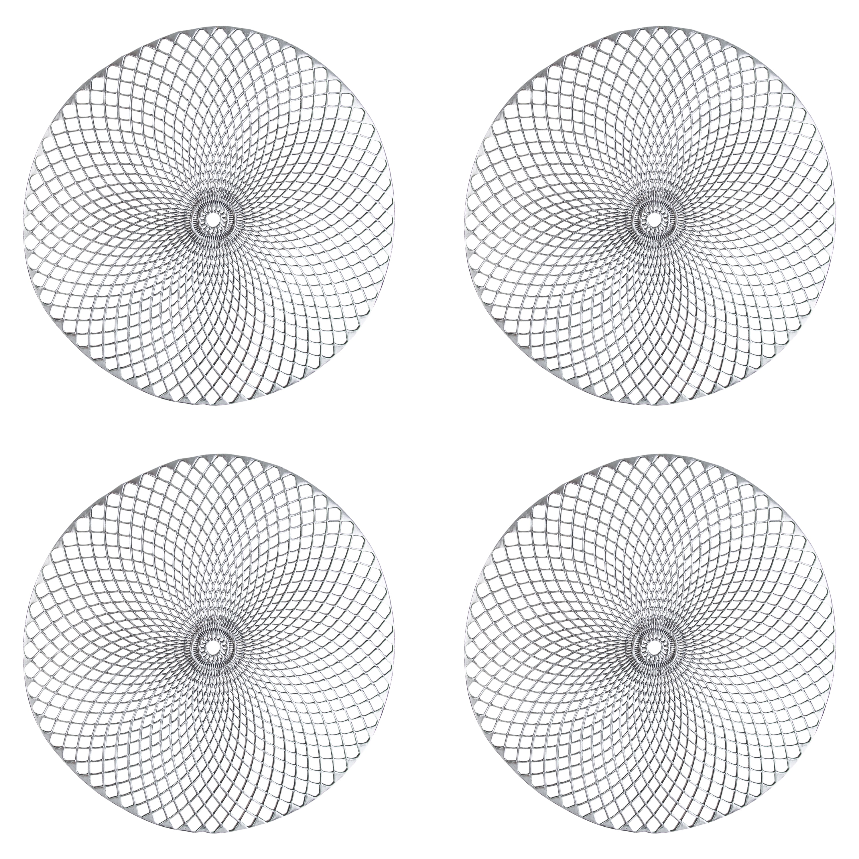 Home Details Set of Four Cut Out Round Table Place Mats, Silver