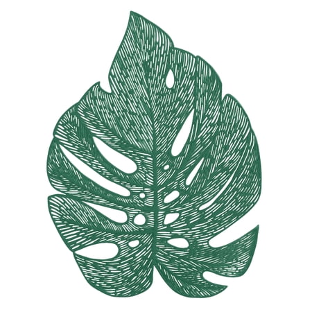 Home Details Set of Four Leaf Shape Table Place Mat, Green