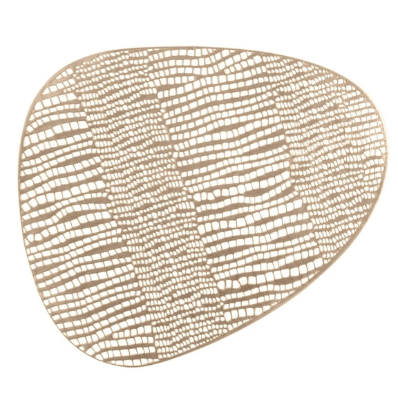 Home Details Set of Four Oval Pebble Laser Cut Table Place Mat, Gold