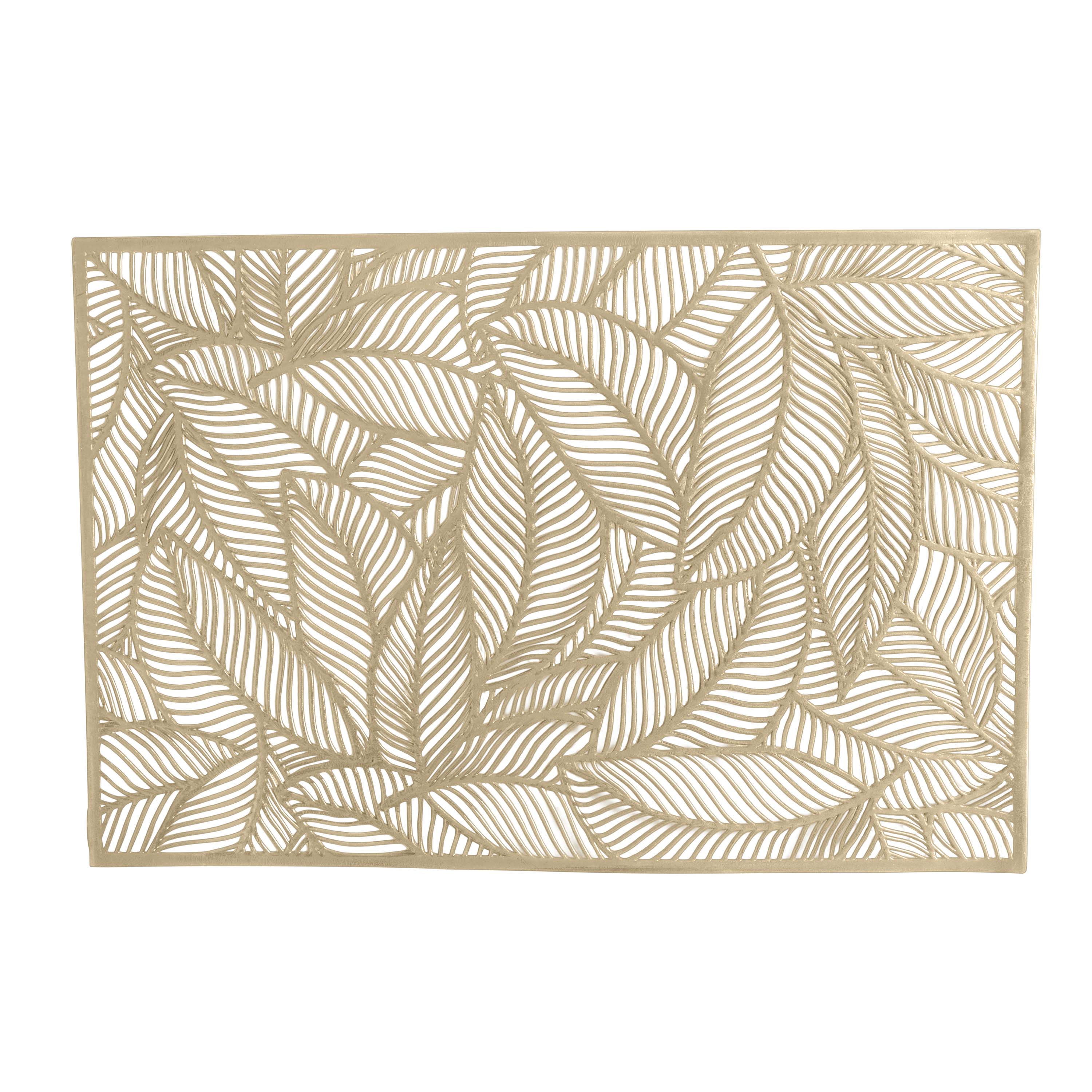 Home Details Set of Four Pear Leaf Laser Cut Table Place Mat, Gold