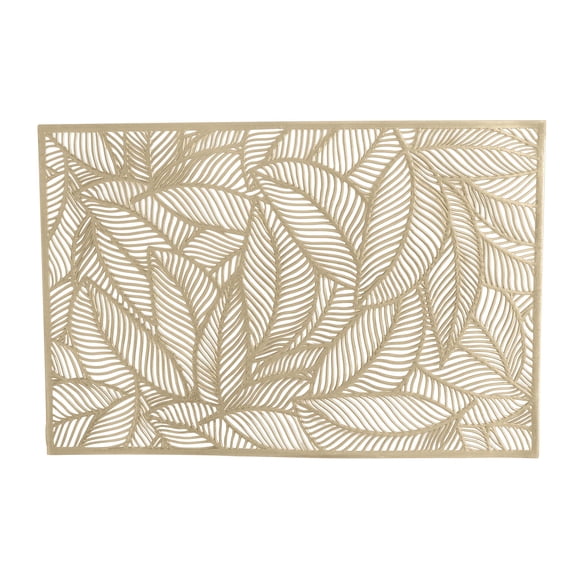 Home Details Set of Four Pear Leaf Laser Cut Table Place Mat, Gold