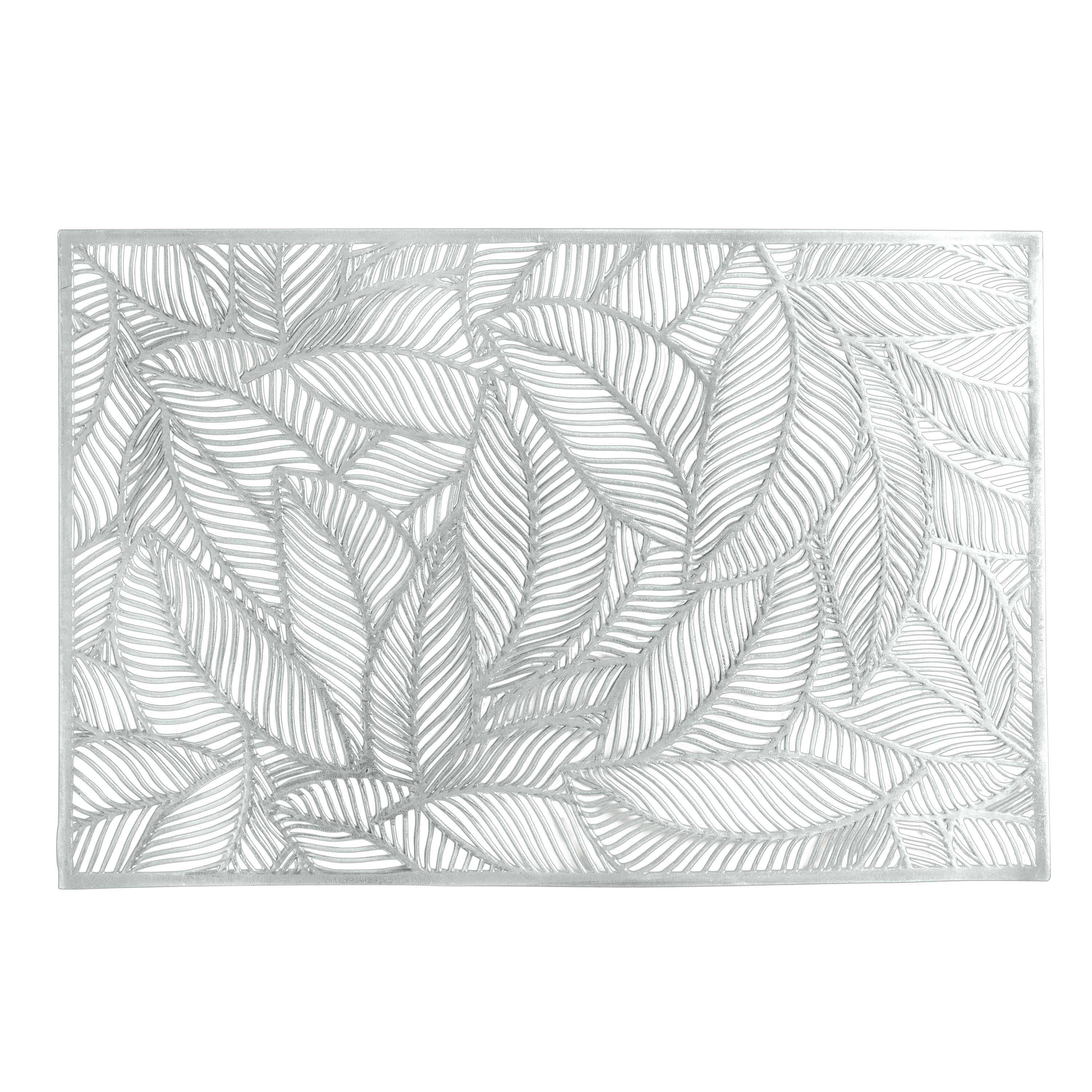 Home Details Set of Four Pear Leaf Laser Cut Table Place Mat, Silver