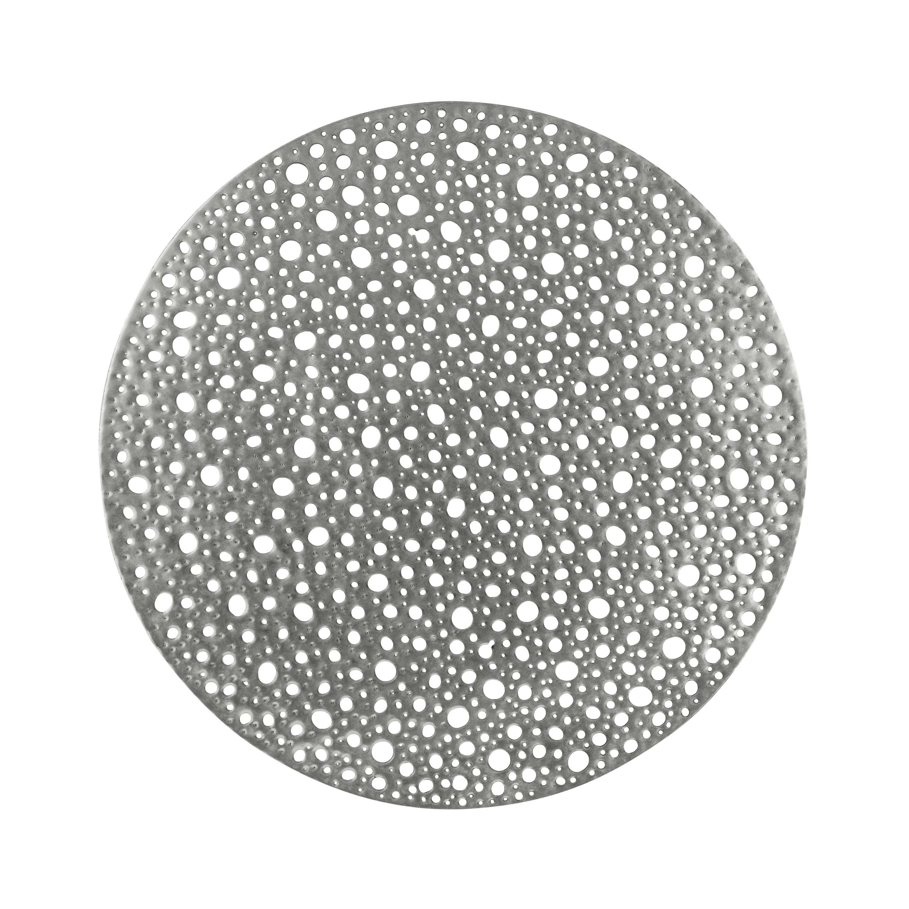 Home Details Set of Four Round Moon Laser Cut Table Place Mat, Silver