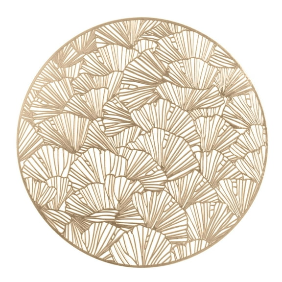 Home Details Set of Four Round Shell Laser Cut Table Place Mat, Gold