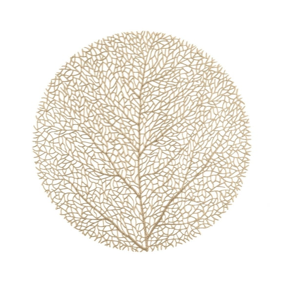 Home Details Set of Four Round Tree Laser Cut Table Place Mat, Gold