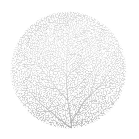 Home Details Set of Four Round Tree Laser Cut Table Place Mats, Silver