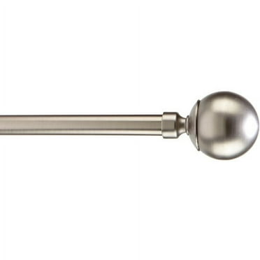 Home Details Solid Knob Wall Mount Curtain Rod 48-86" in Satin Nickel
