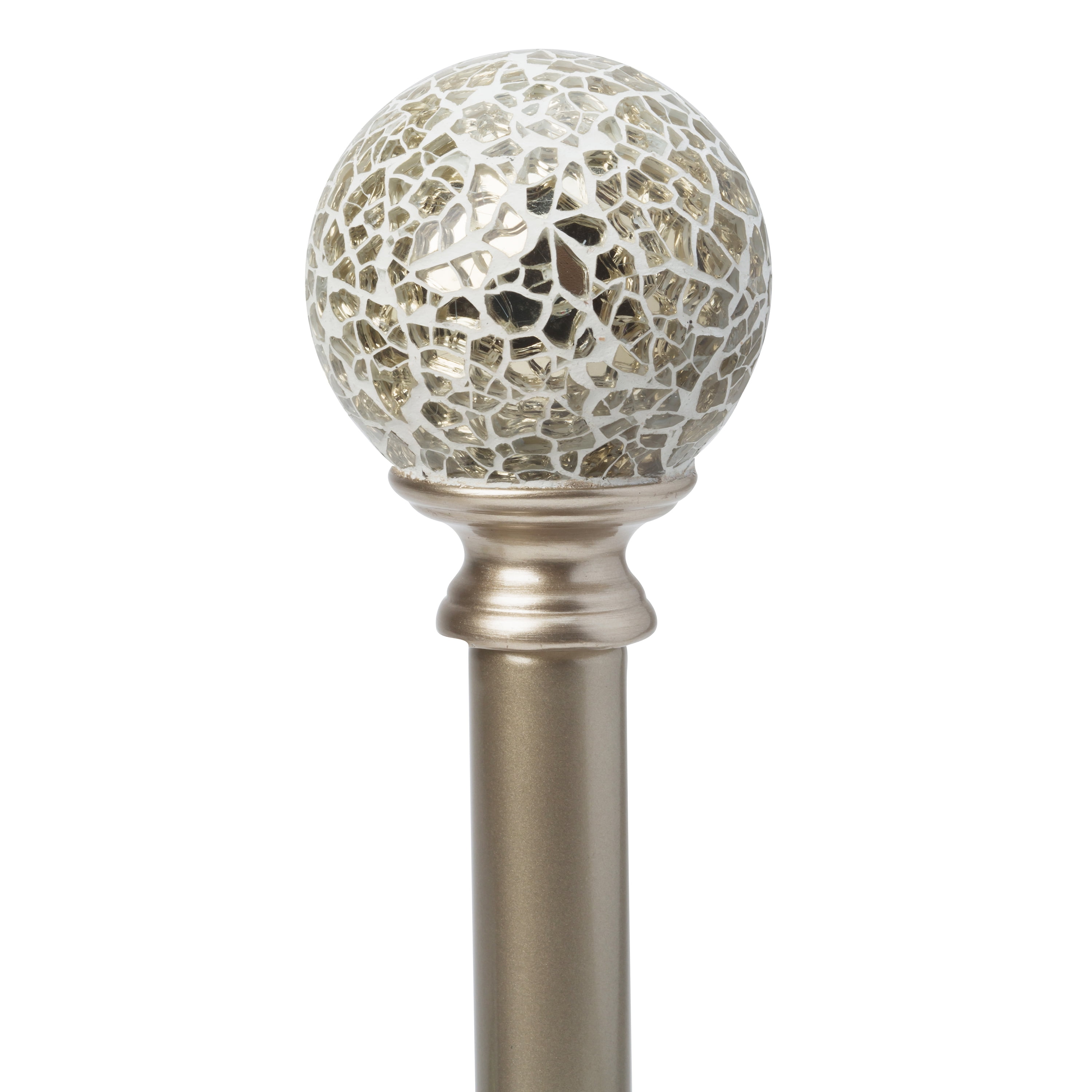 Adjustable Satin Steel Curtain Rod with Champagne Finial