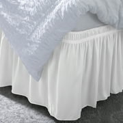 Home Details Twin Sized Drop Wrap Around Microfiber Bed Skirt in White