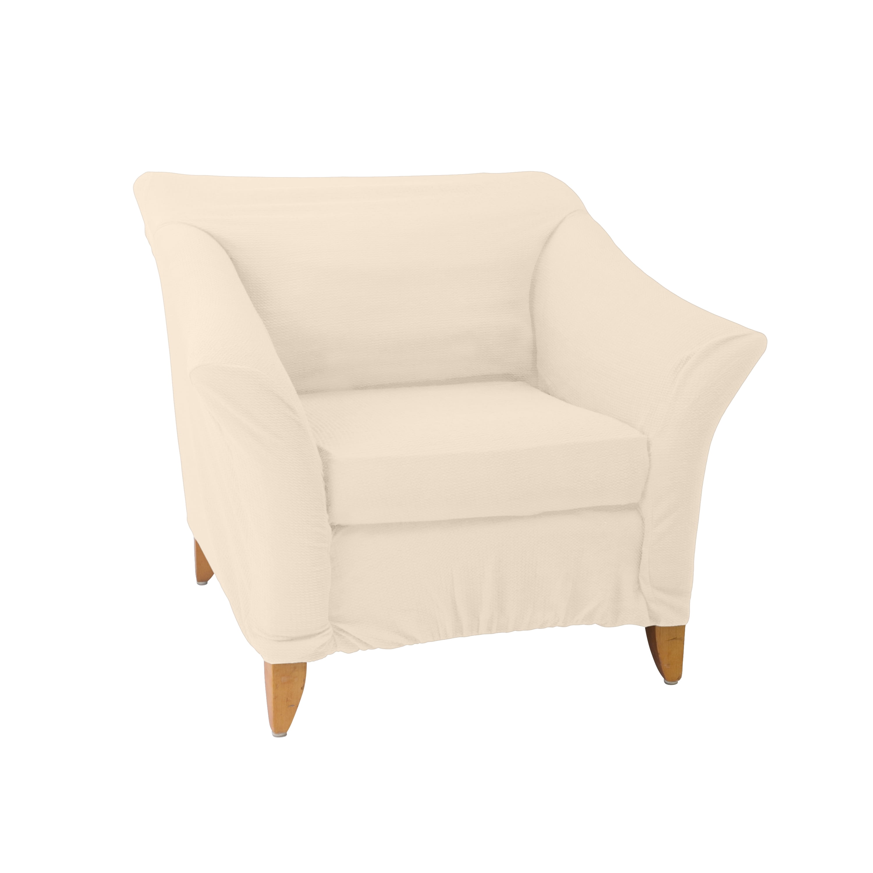 Ivory Waffle Design Polyester Chair/Recliner Stretch Slipcover