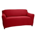 thumbnail image 1 of Home Details Waffle Design Polyester Love Seat Furniture Slipcover in Burgundy, 1 of 3