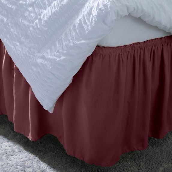 Home Details Wrap Around 14-inch Bed Ruffle Queen-King in Burgundy