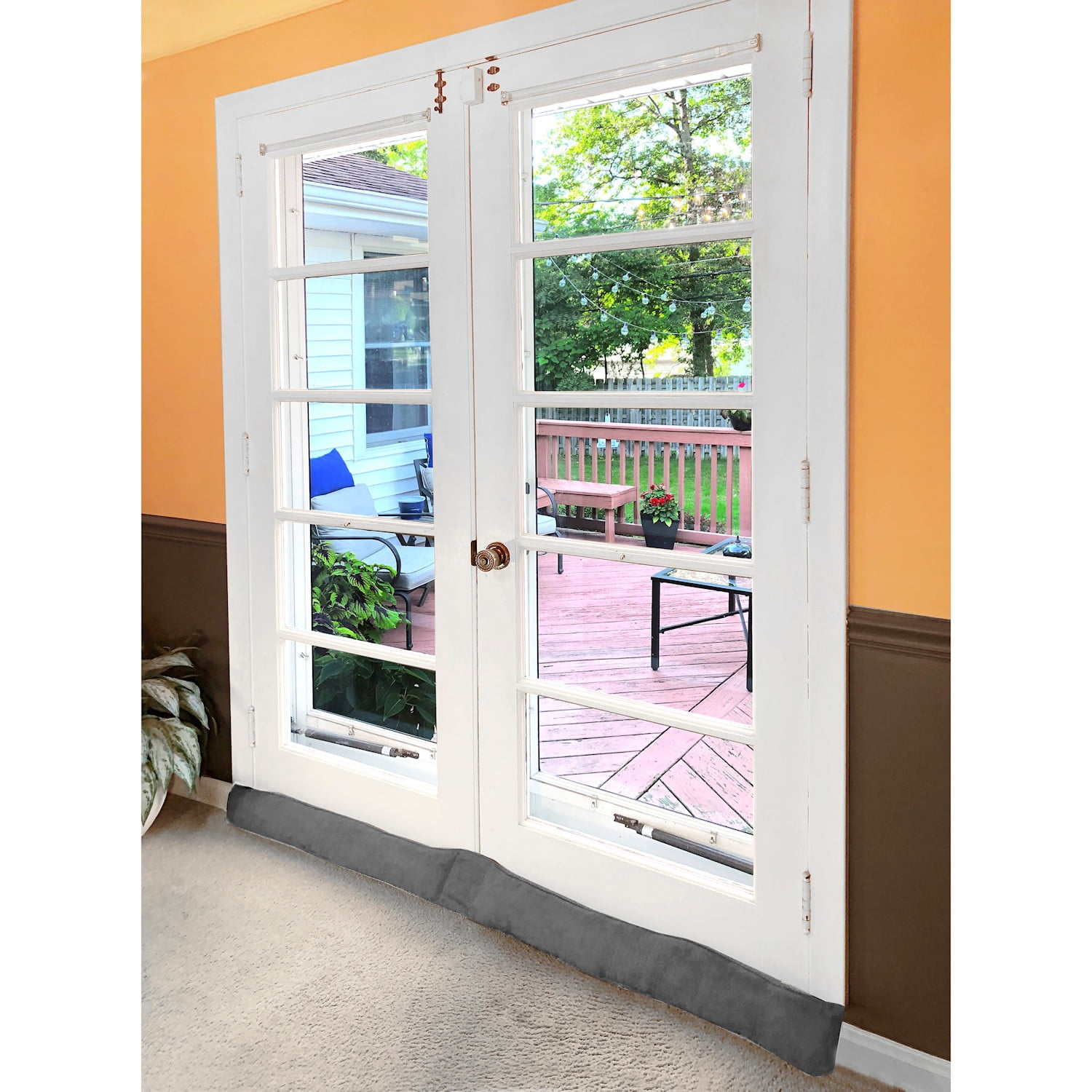 Home District French Door Draft Stopper Weighted Under Door Draft