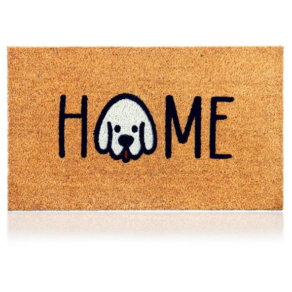 Home Dog - 17"x29" - Coir Door Mat with Heavy Duty Backing - Welcome Mats for Entryway, Porch - Anti-Slip PVC & Coconut Fiber Surface - Natural Home Accessories, Minimalist Original Design