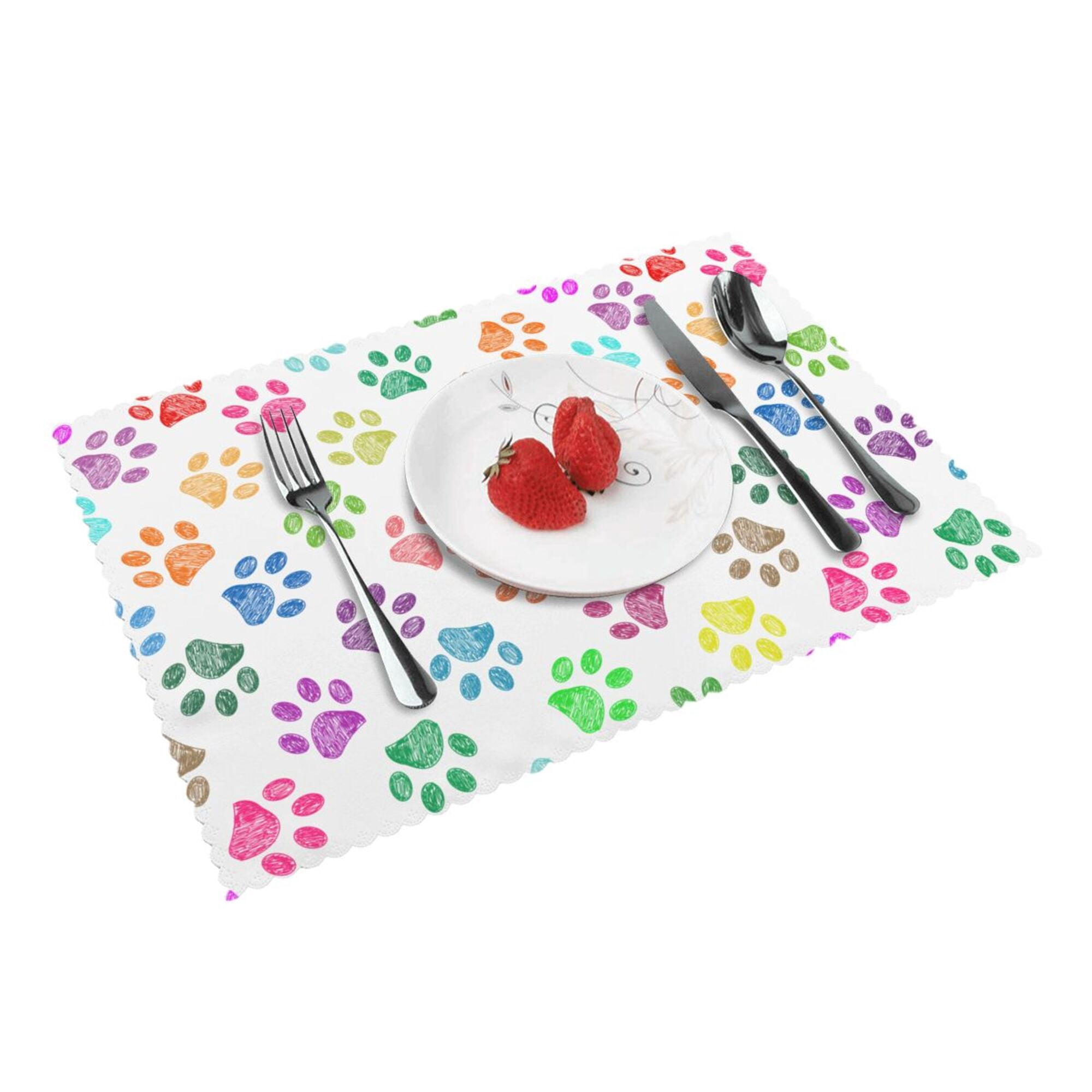 Home Dog Paw Placemats Set Of 4 Washable Wipeable Place Mats Place Mats ...