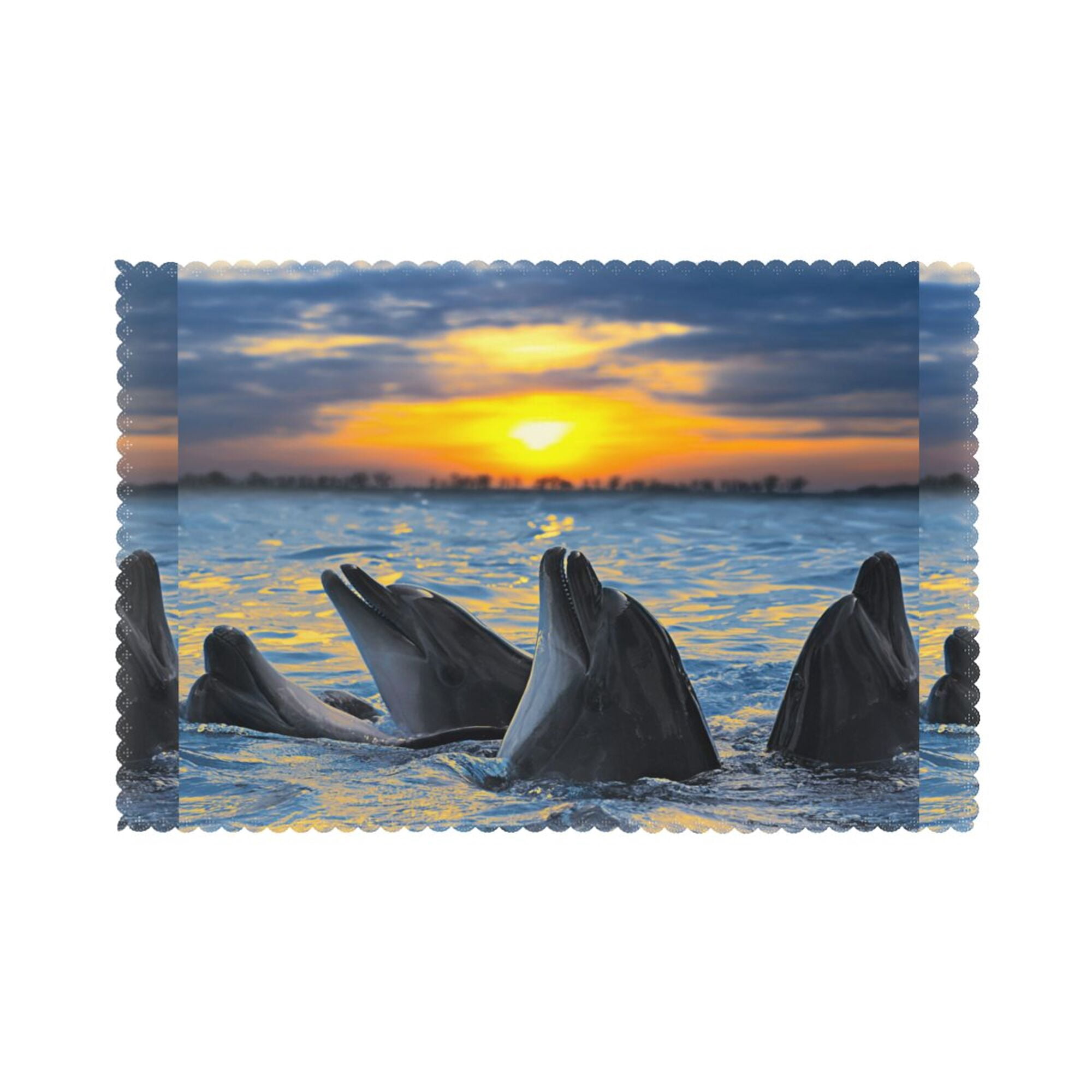 Home Dolphins In The Sunset Ocean Marine Animals Placemats Set Of 6