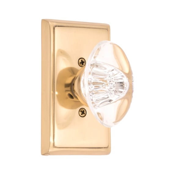 Home Door Knob Quaker Privacy Set 2-3by8" - Polished Brass