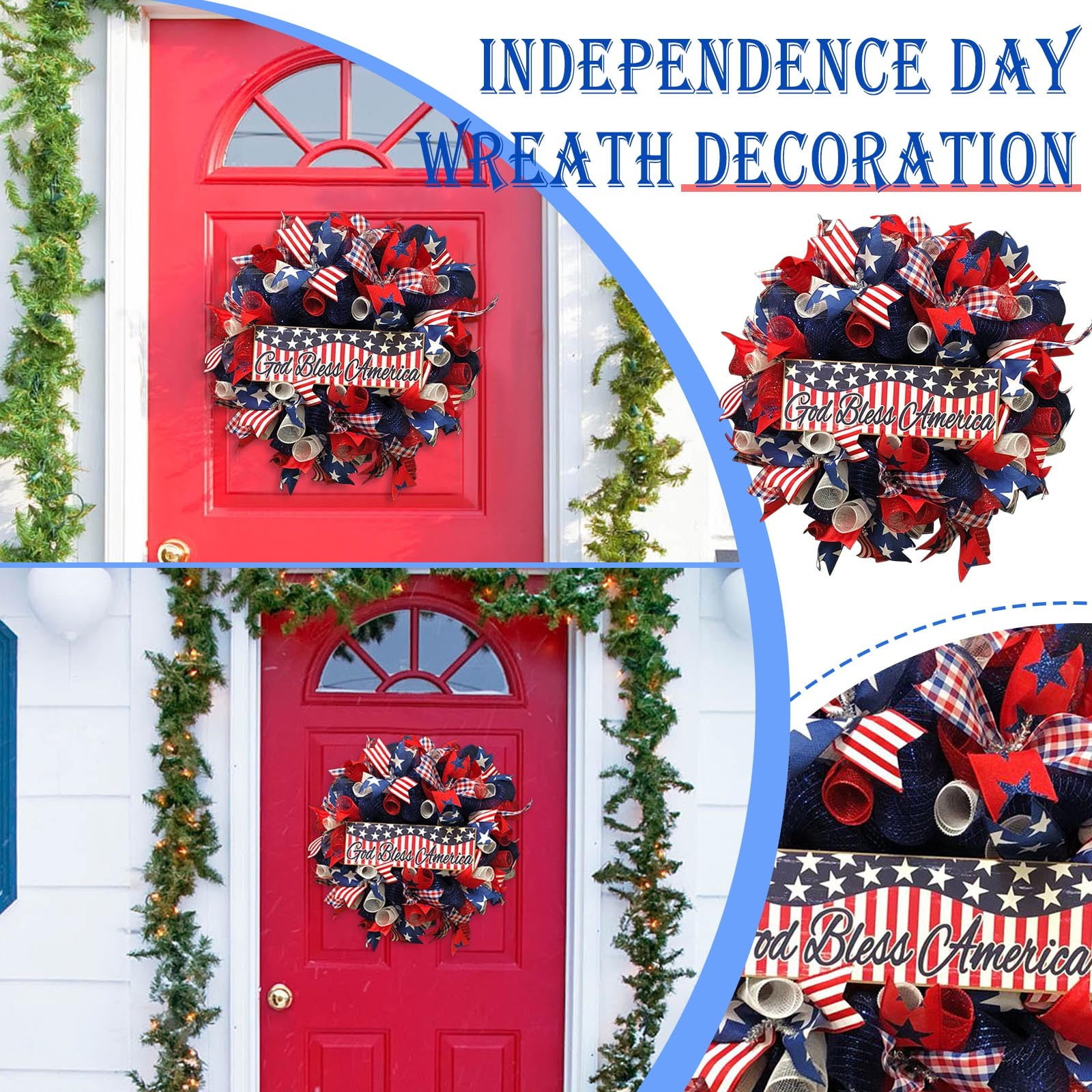 Home Door wreath hook outdoor Wreaths For Front Door Independence Day