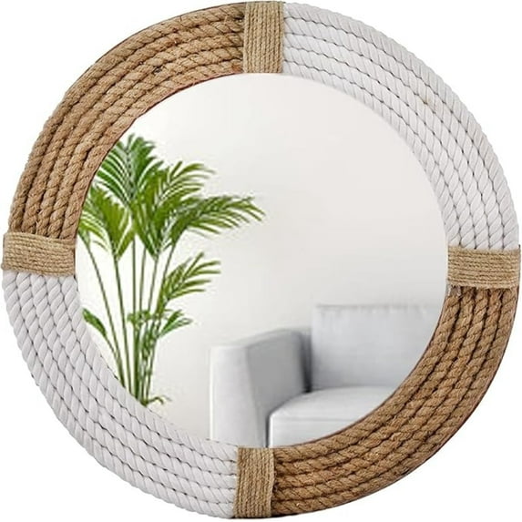 Home Dress Nautical Jute Frame Wall Mirror | Decorative Wall Mirror for Bathroom, Bedroom. (30 inch)