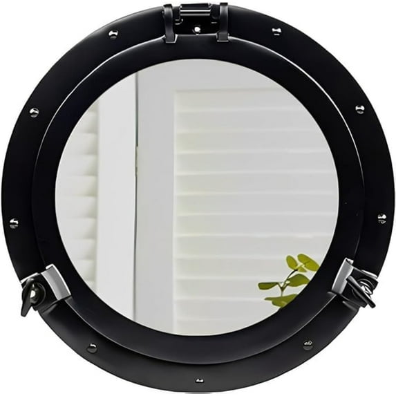 Home Dress Nautical Ship's Porthole Mirror | Aluminium Transparent Window (Black, Mirror, 20 inch)