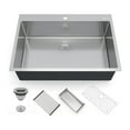thumbnail image 1 of Home Drop In Kitchen Sink, 16 Gauge Stainless Steel Kitchen Sinks,Topmount Workstation Sink with Ledge, 10" Deep Single Bowl Sink with 6 Accessories, 1 of 8
