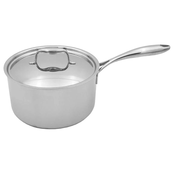 Home Duratux Stainless Steel Tri-Ply Saucepan with Lid, 3.32-Quart, Silver