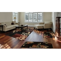 Home Dynamix Area Rugs: Ariana Rug: 1879 Modern Geomteric Scrolls Ebony: 3 Piece Set