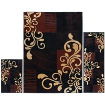 Home Dynamix Ariana Galil Contemporary Floral Vine Area Rug, Black/Brown, 3-Piece Set