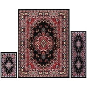 Home Dynamix Ariana Ksara Traditional Medallion Border Area Rug, Black/Red, 3-Piece Set