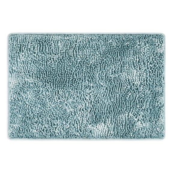 Home Dynamix Bali Breeze Machine Washable Chenille Polyester Shag Bath Mat, Blue, 24"x36"