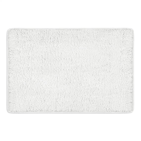 Home Dynamix Bali Breeze Machine Washable Chenille Polyester Shag Bath Mat, White, 24"x36"